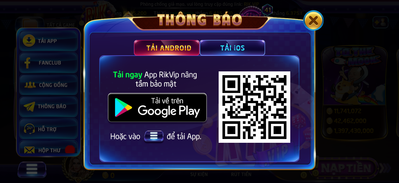 Hướng dẫn cách truy cập link tải RIKVIP