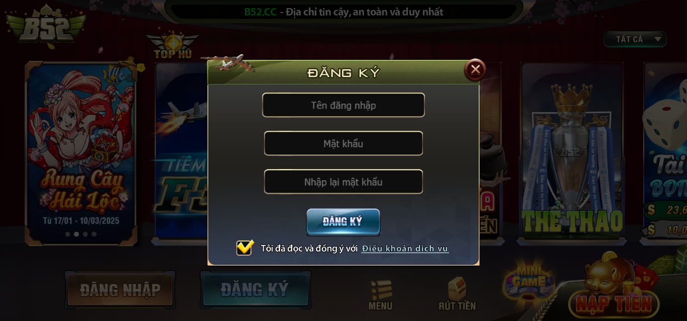 Cách đăng ký thành viên Xóc Đĩa B52