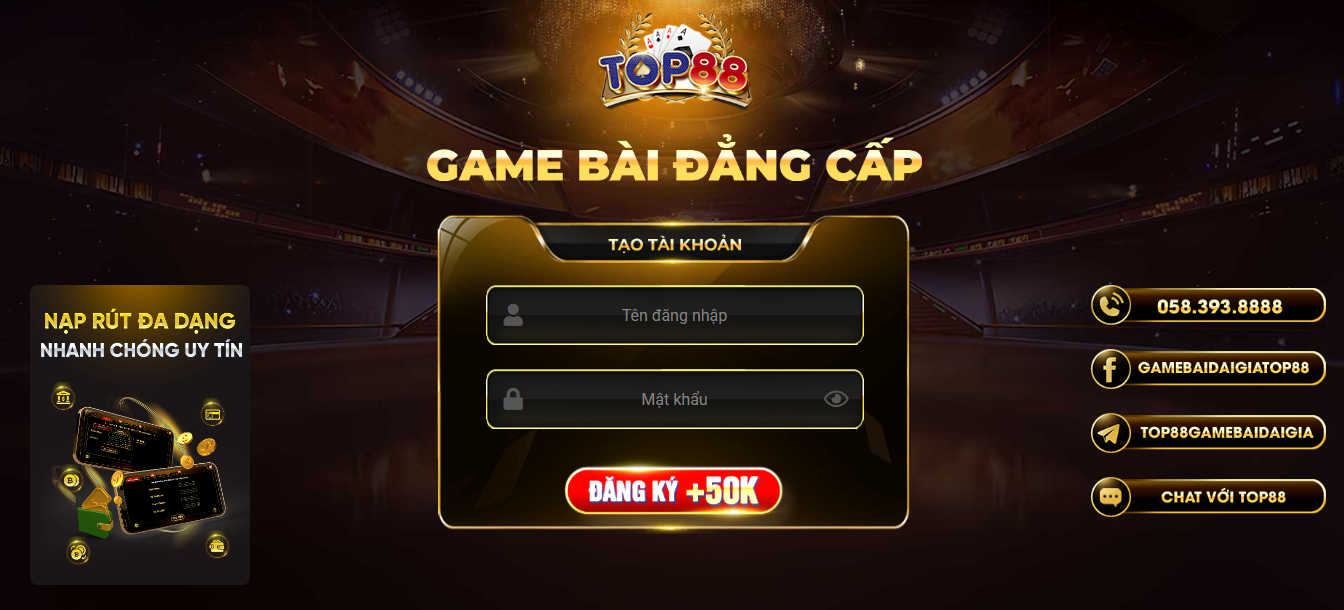 Tổng quan cổng game xanh chín TOP88