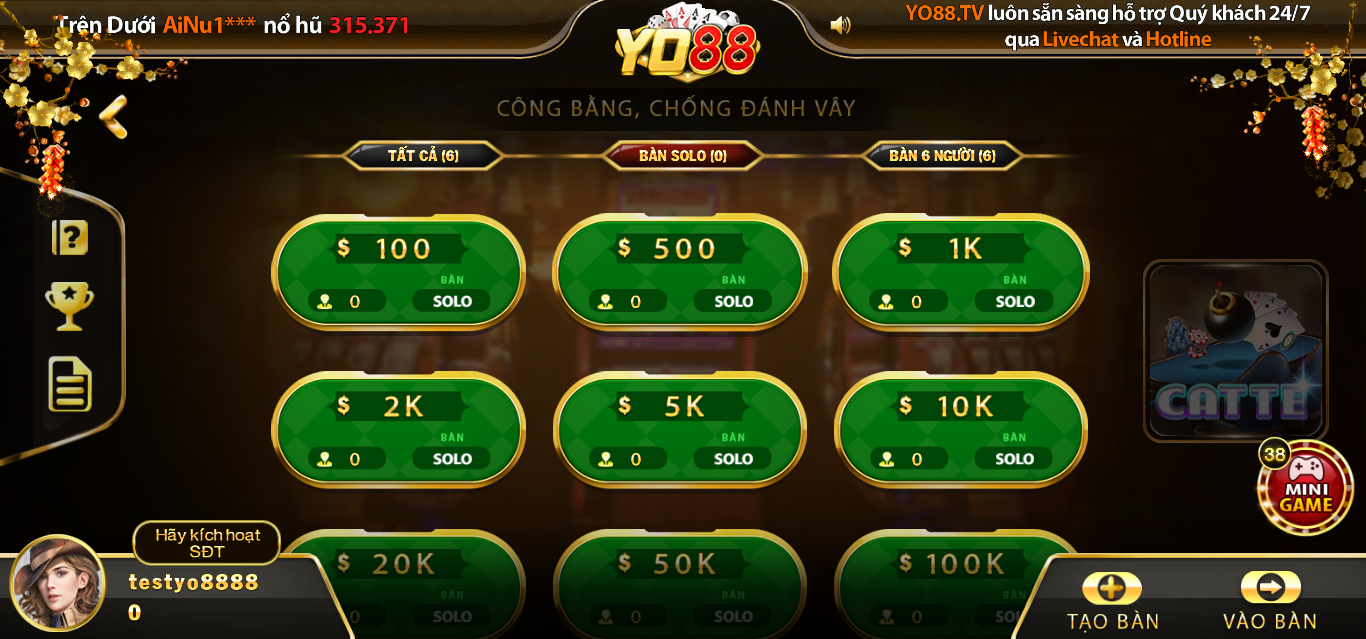 Chọn bàn cược phù hợp